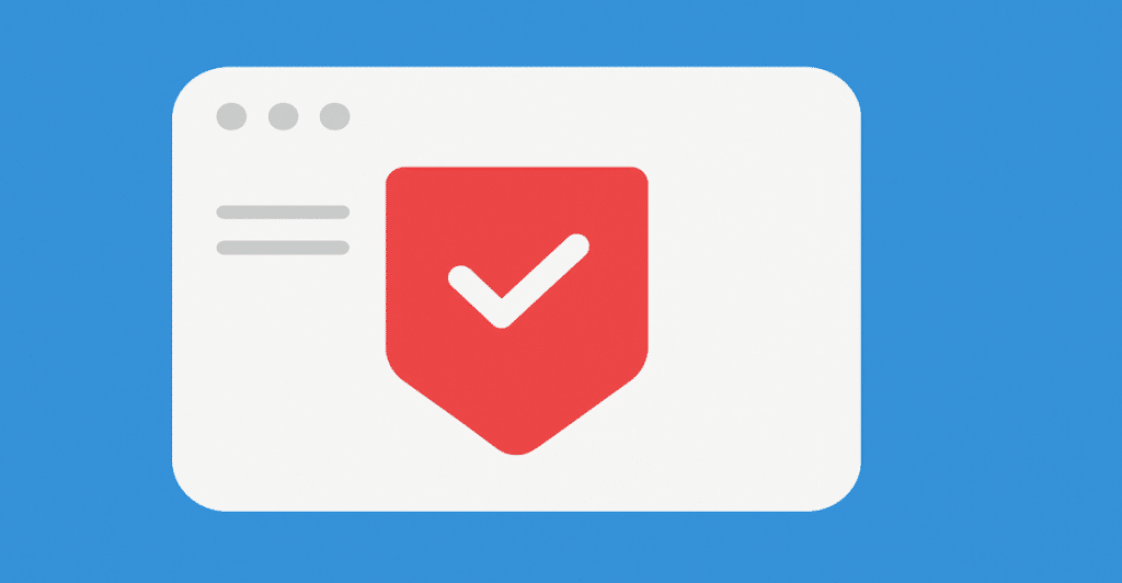 A web browser interface with a red shield icon containing a white checkmark, symbolizing saving content with Instapaper