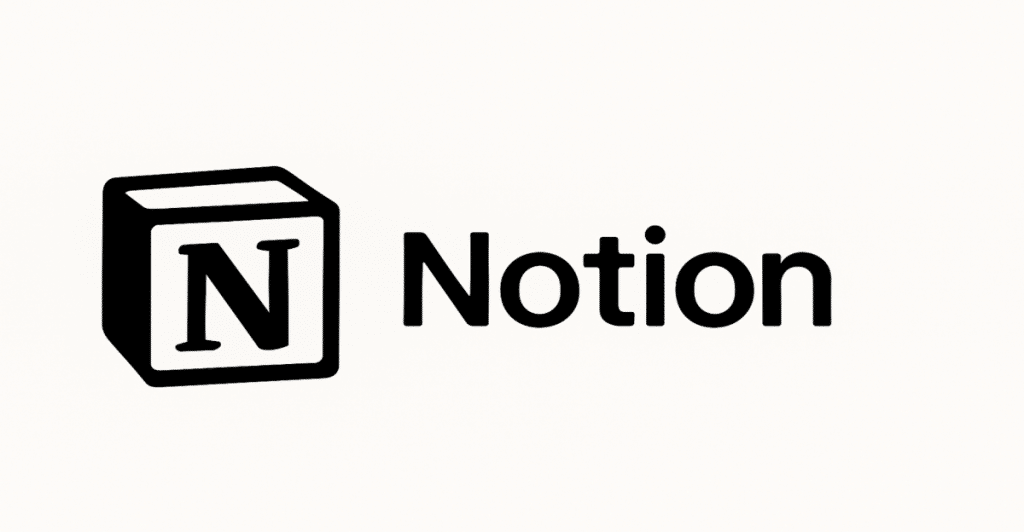 The Notion app logo, featuring a stylized "N" inside a rectangular block next to the word "Notion".