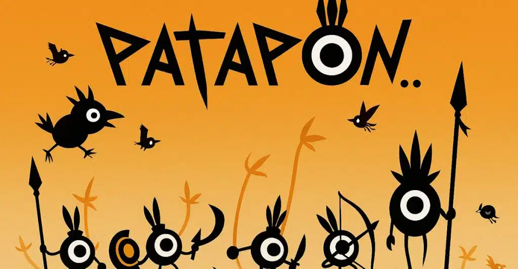 Picture with the word Patapon and characters below it.