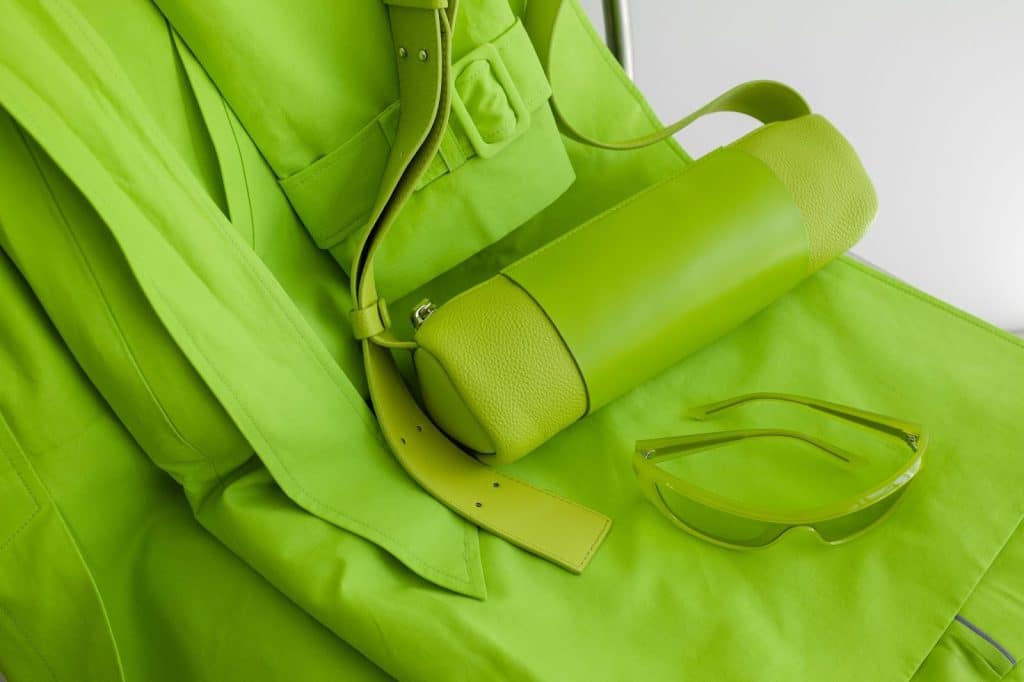 A neon green coat.