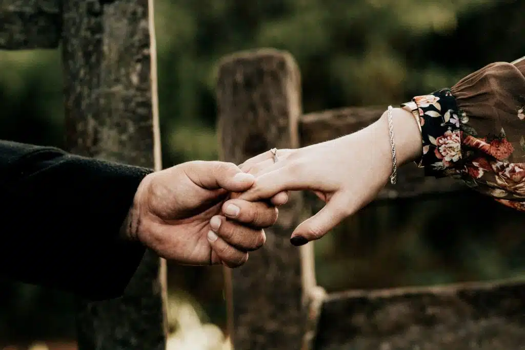 A couple holding hands