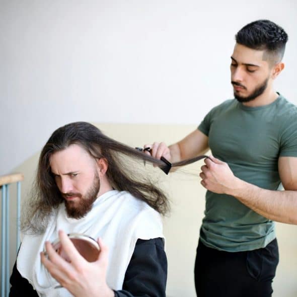 A man with a long and thin hair