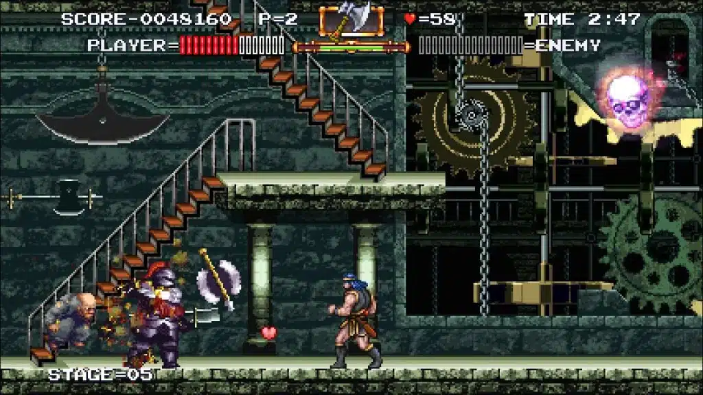 A screenshot of Castlevania being played.