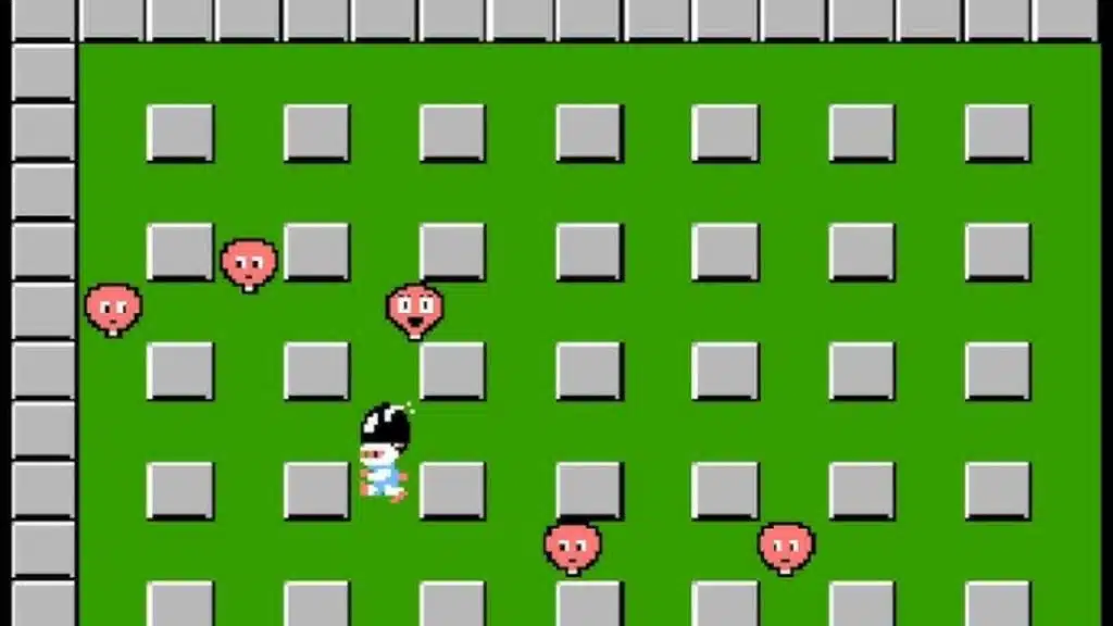 A screenshot of Bomberman being played.