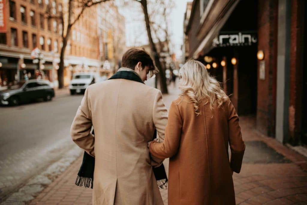 Couple walking on the streets 
