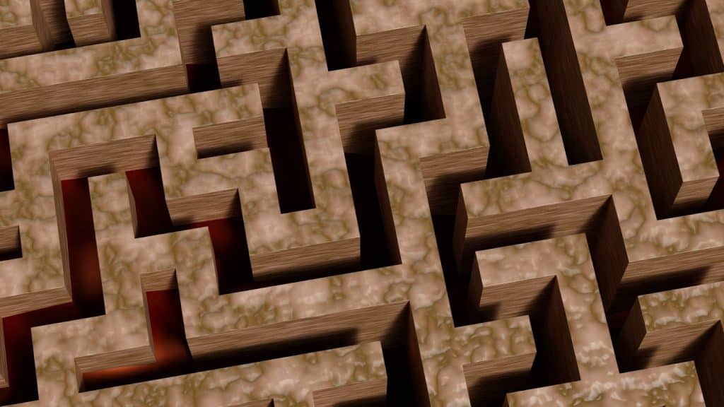 A maze made in Minecraft game.