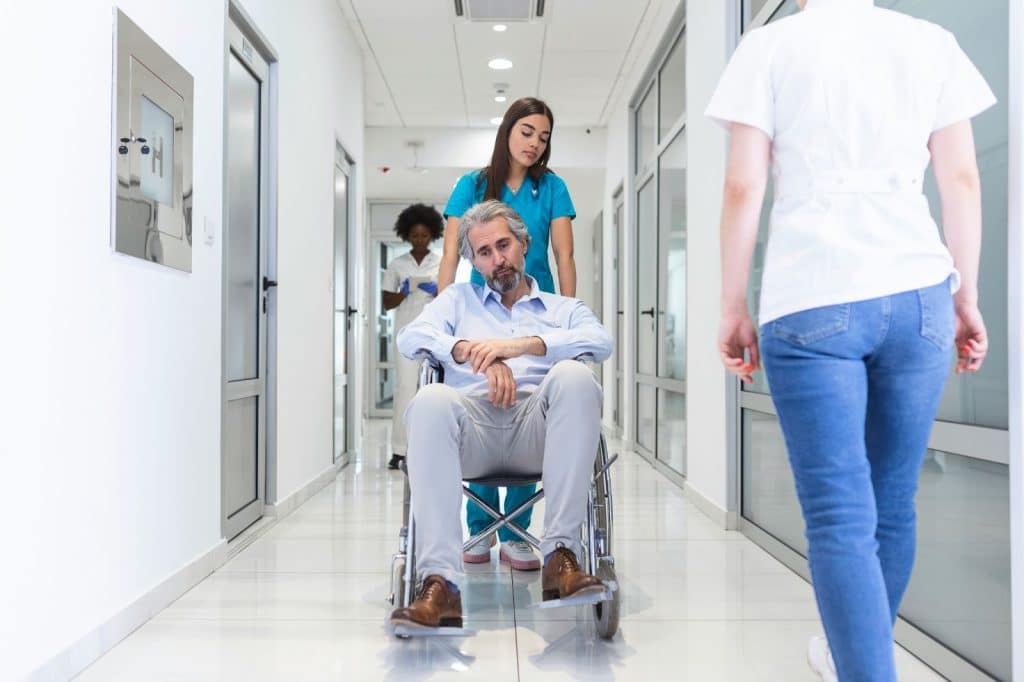 A man on a wheelchair