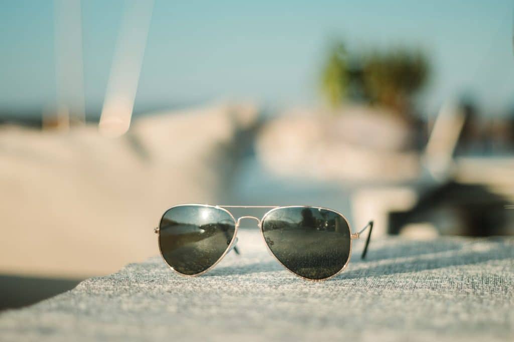 A picture of aviator sunglasses.