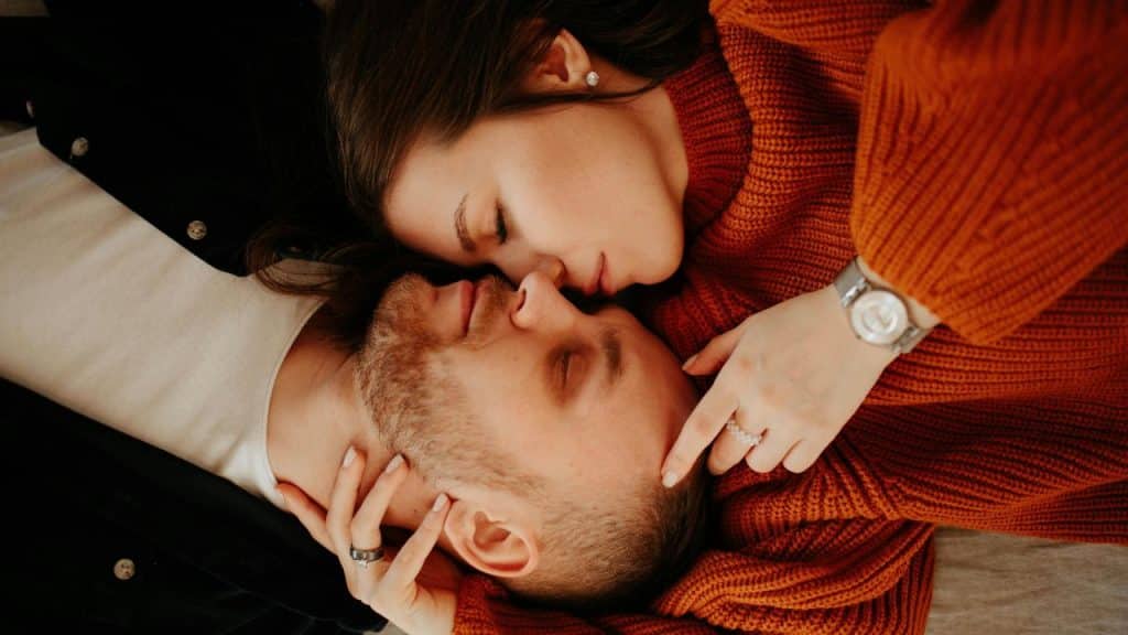 A couple reconnecting after an emotional moment, showing lasting support.