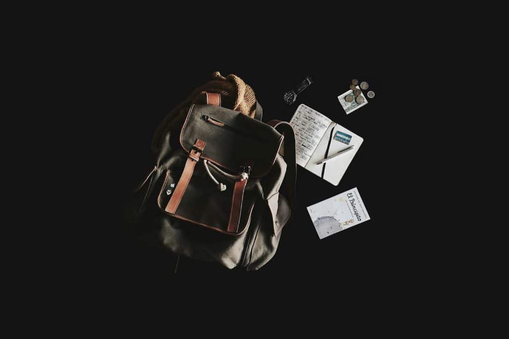 A picture of a bag with things. 
