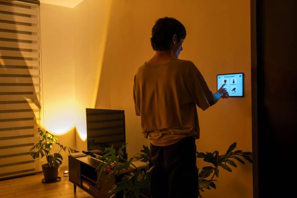 A man setting up a tech for security