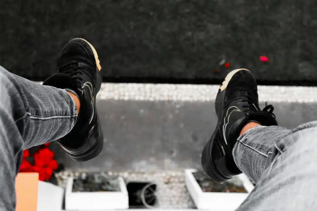 A man wearing a gym shoes.