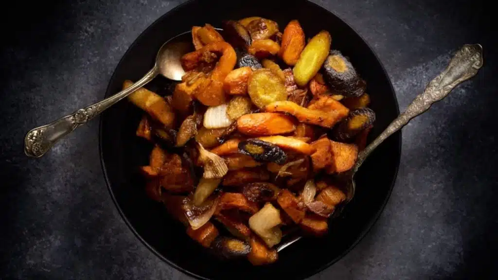 Healthy carbohydrate options laid out, including sweet potatoes.