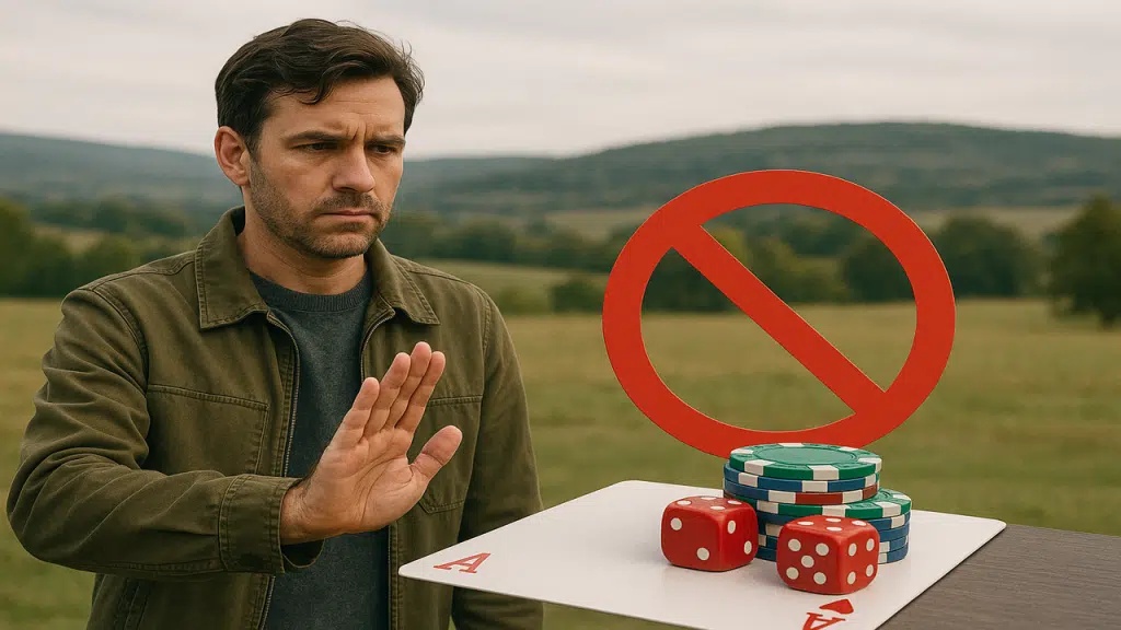 A man saying no to gambling