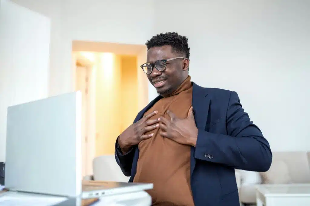 A picture of a man in pain.