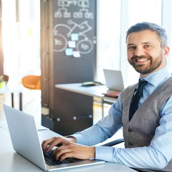 A businessman in his office