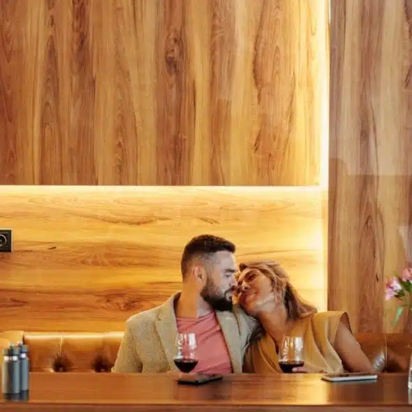 Couple enjoying time together with phones set aside, prioritizing connection