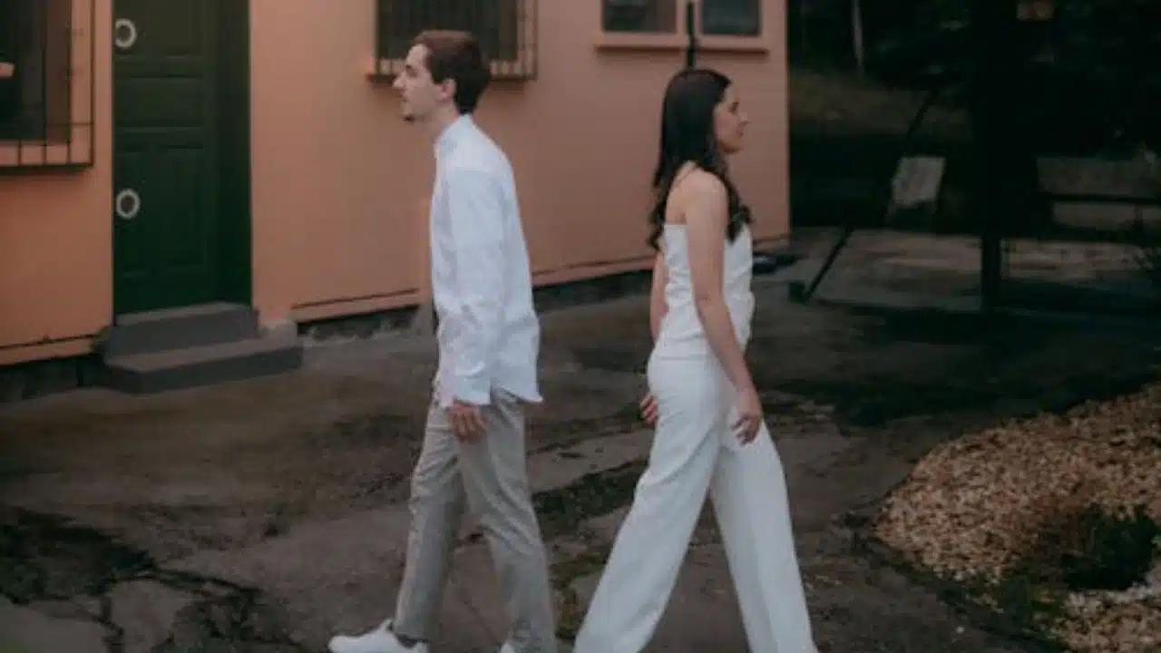 Couple respectfully parting with understanding during a relationship pause.