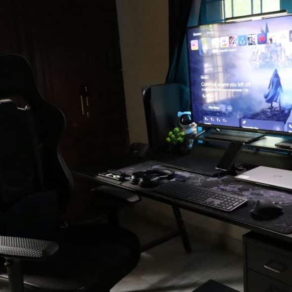 A picture of a simple gaming set-up.