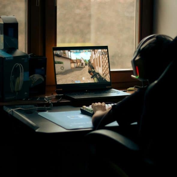A man playing a computer game.