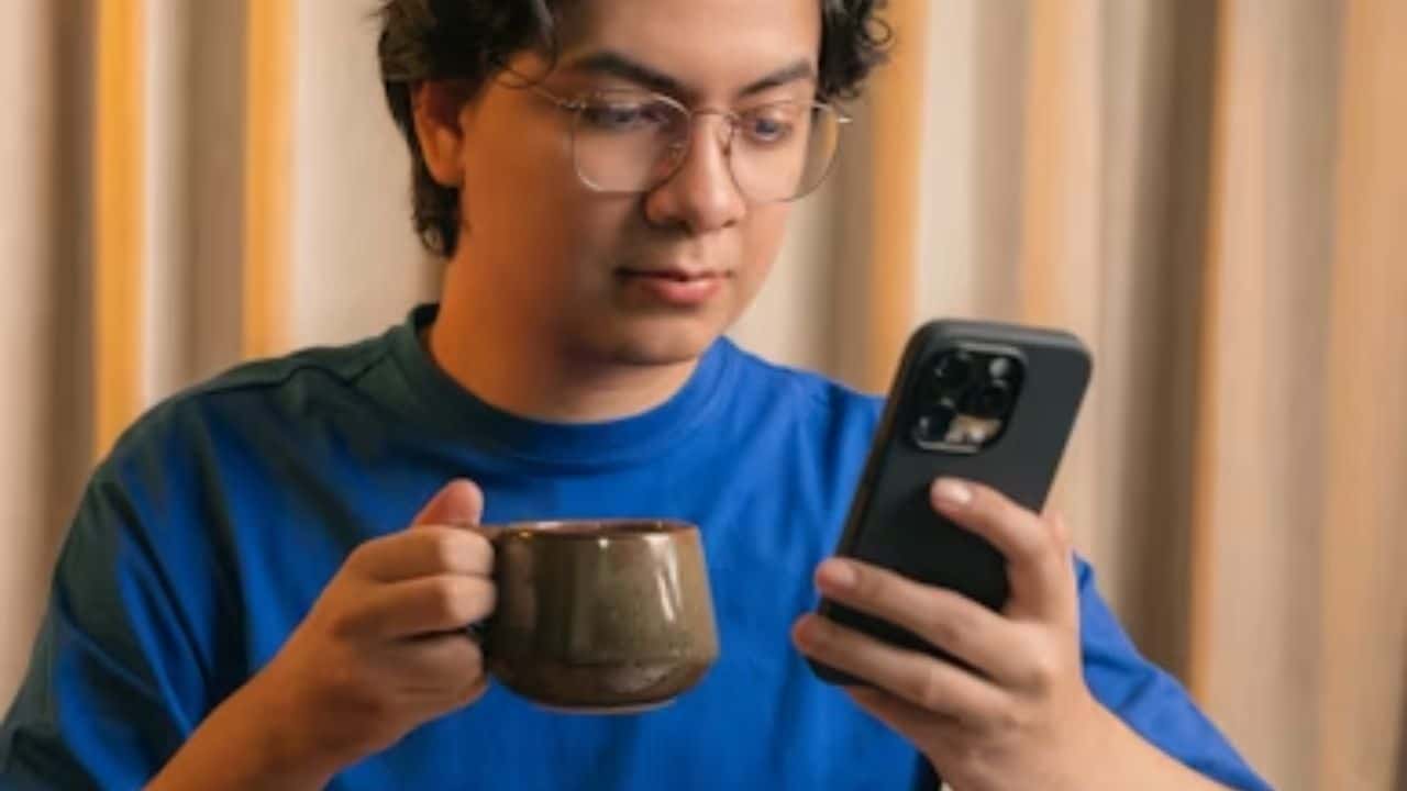 A man practicing a new language on a language app.