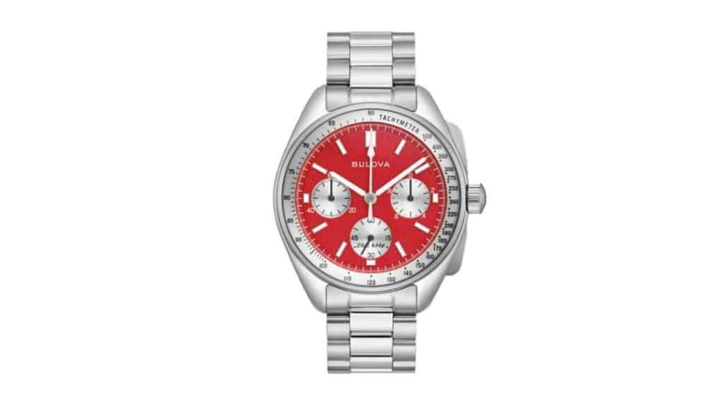 A photo of a Bulova Lunar Pilot on a white background.