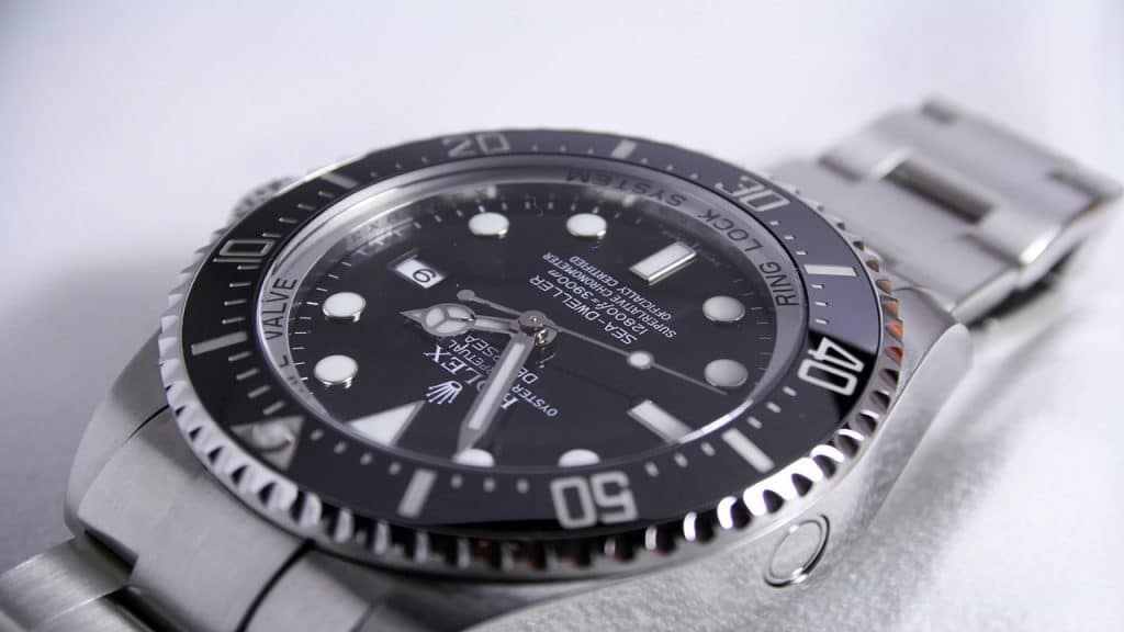 A close-up photo of a diver’s watch.