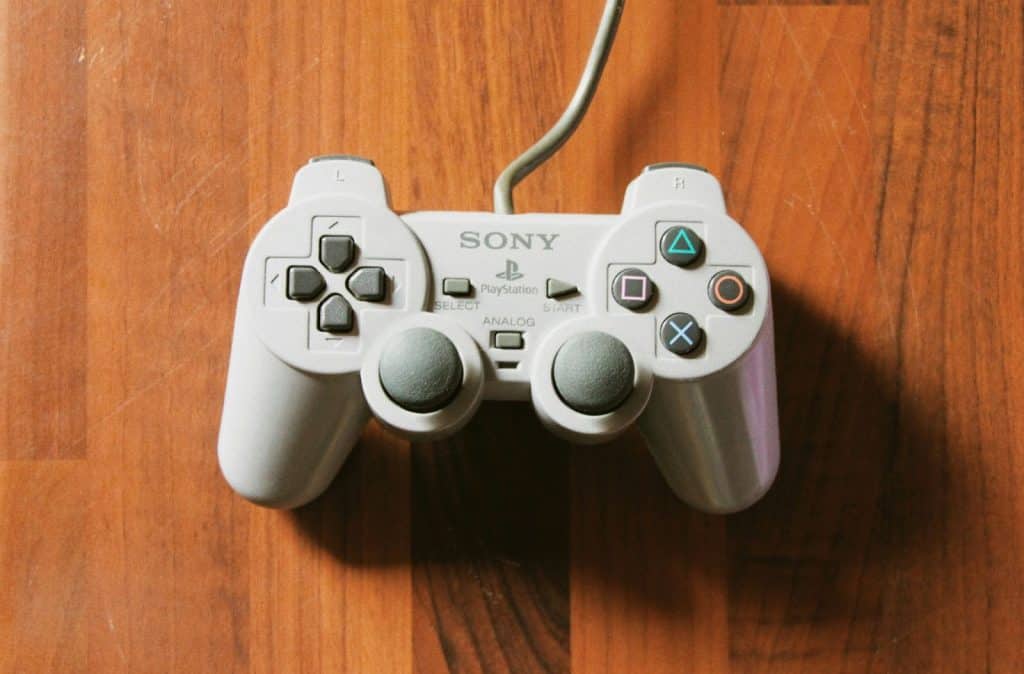 A picture of old controller of playstation.