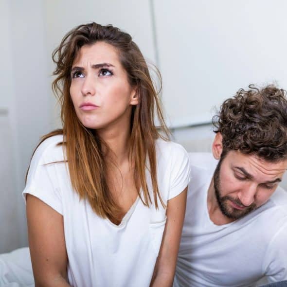 A woman is upset with her husband
