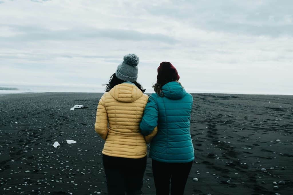 A picture of two girls at the beach