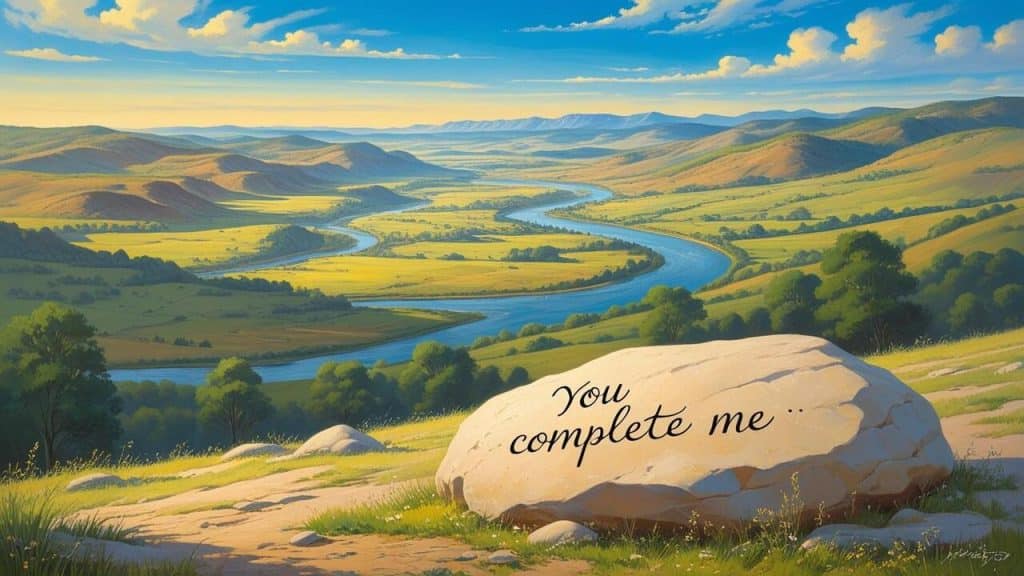 A card saying “you complete me”