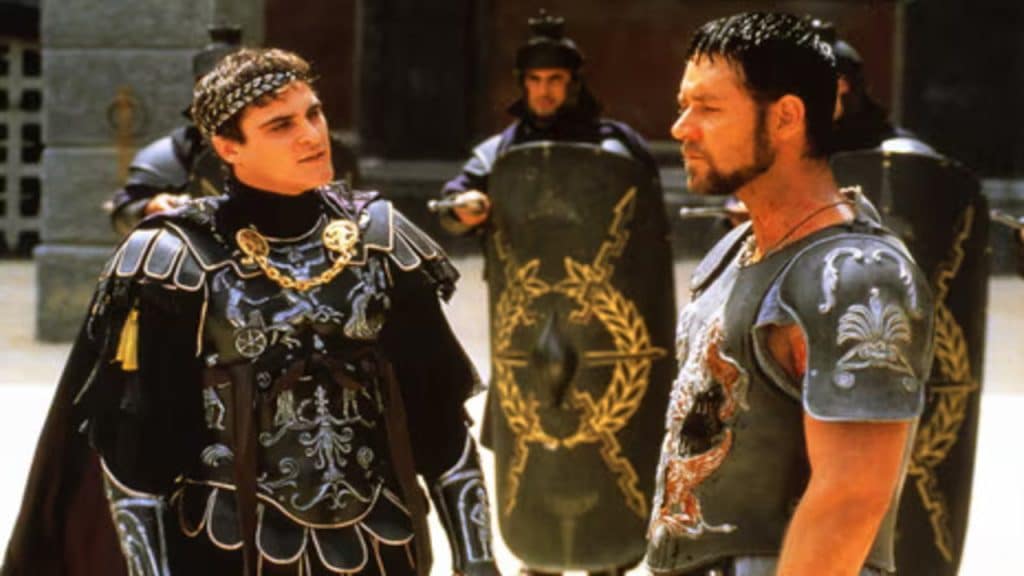 Joaquin Phoenix and Russel Crowe in the movie "Gladiator".