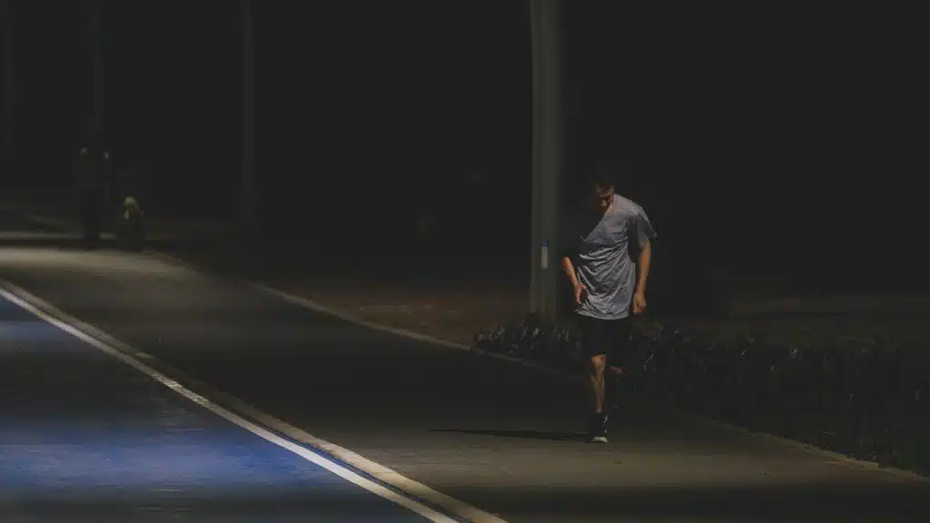 A man running by himself