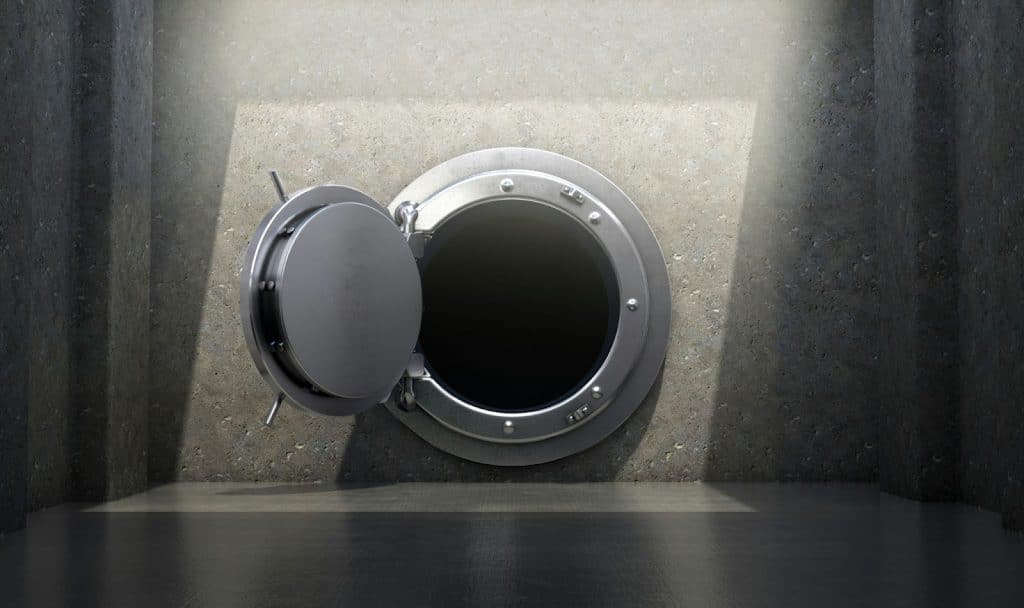 A picture of a vault inside the bank