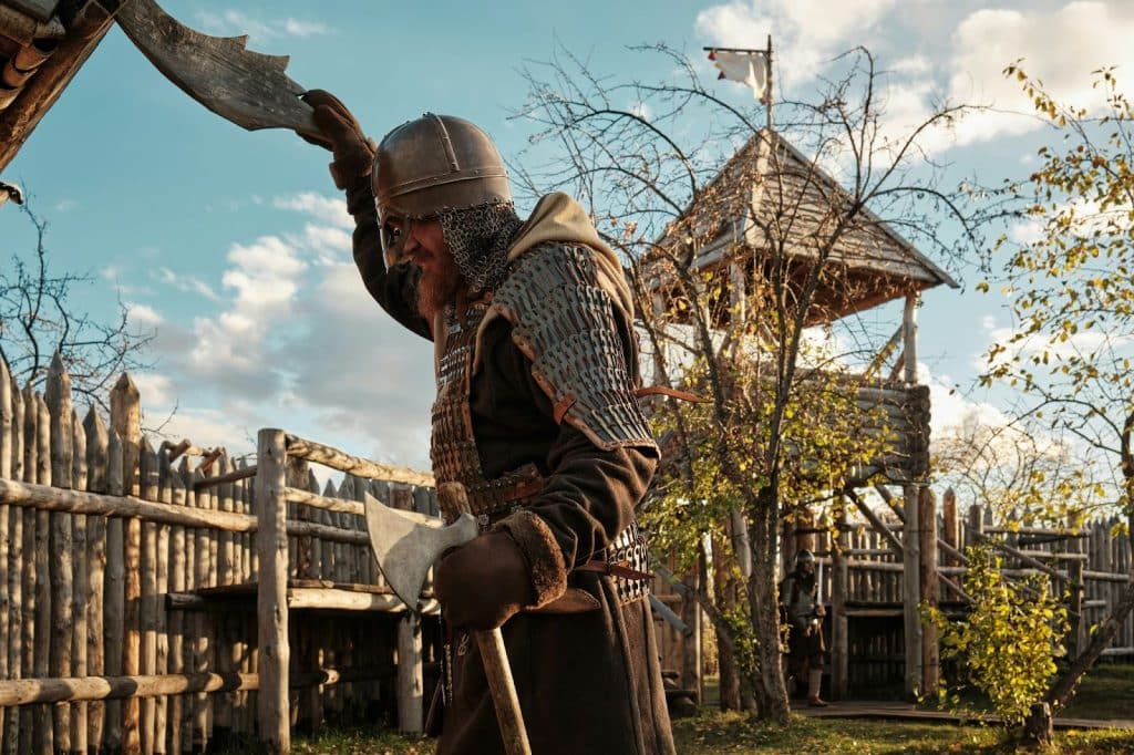 A man wearing a warrior suit