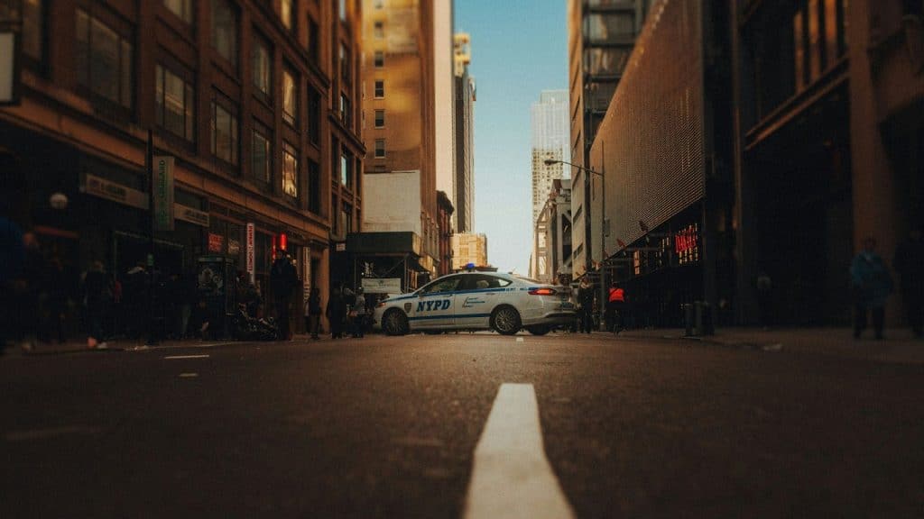 A picture of a police car in a daylight