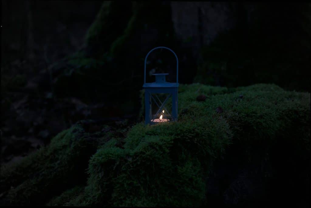 A picture of lantern on a grass