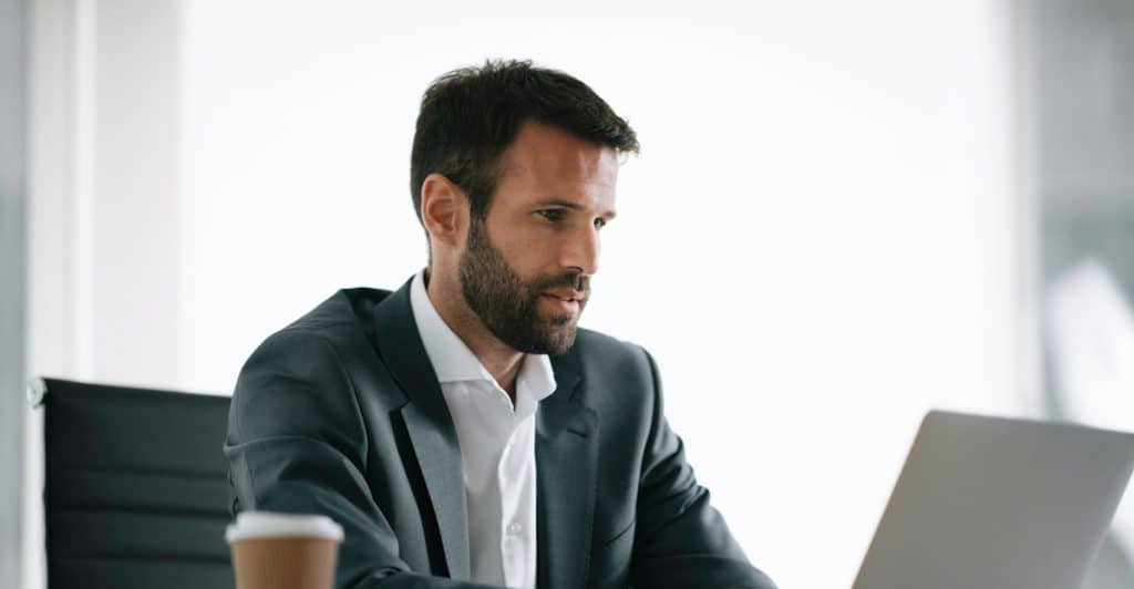 A man working hard at work.