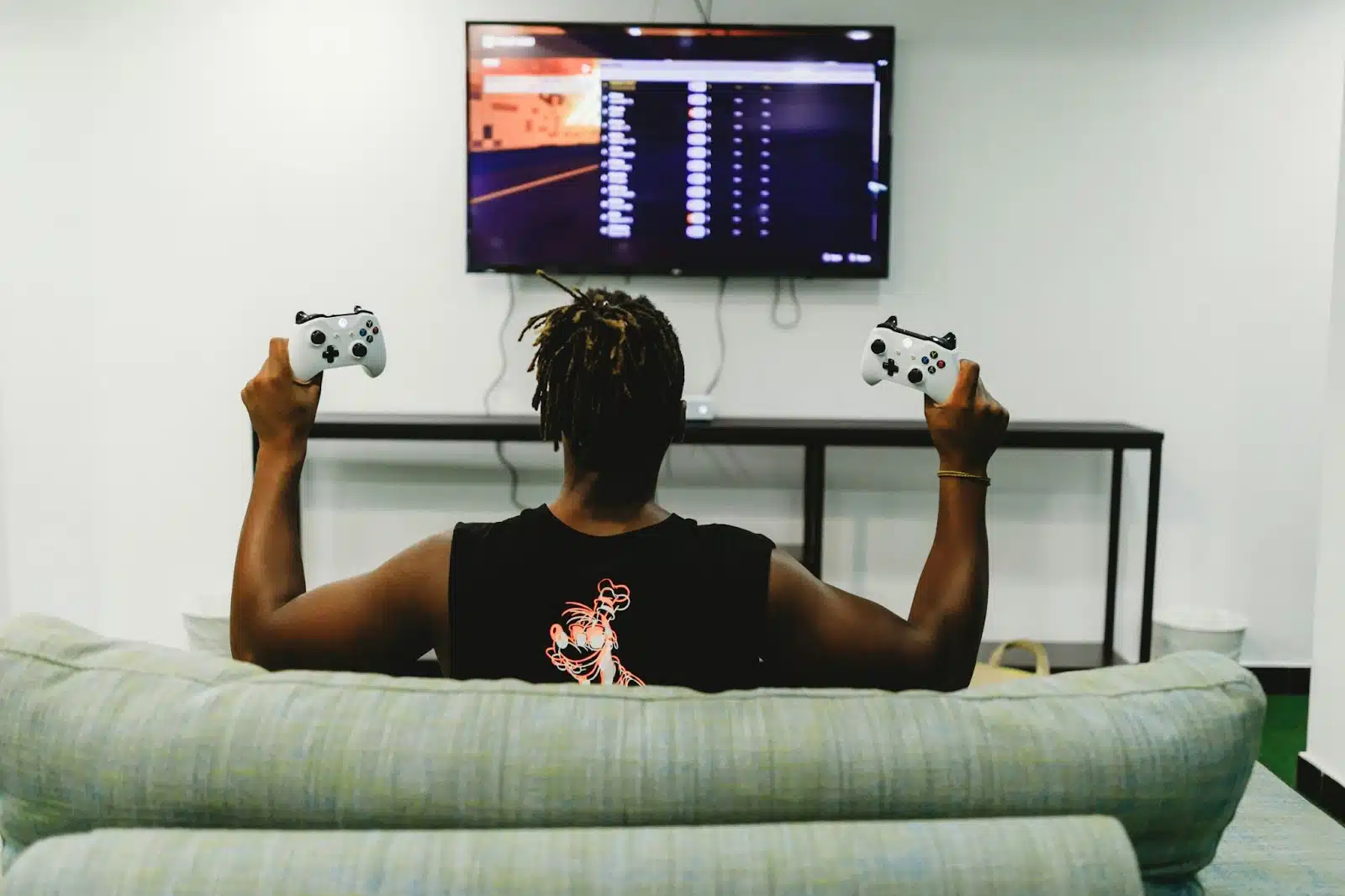 A man with his controllers.