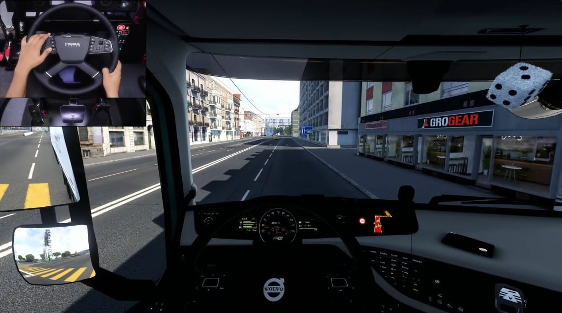 A picture of a player’s POV playing the game.