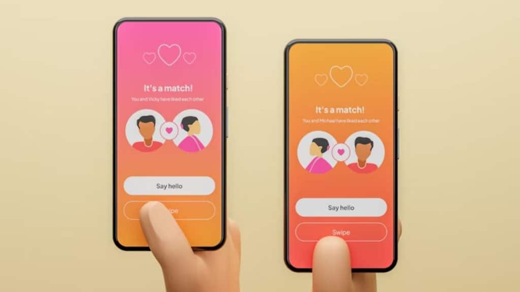 Smartphone home screen displaying different dating apps.