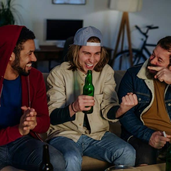 A group of men talking and bonding