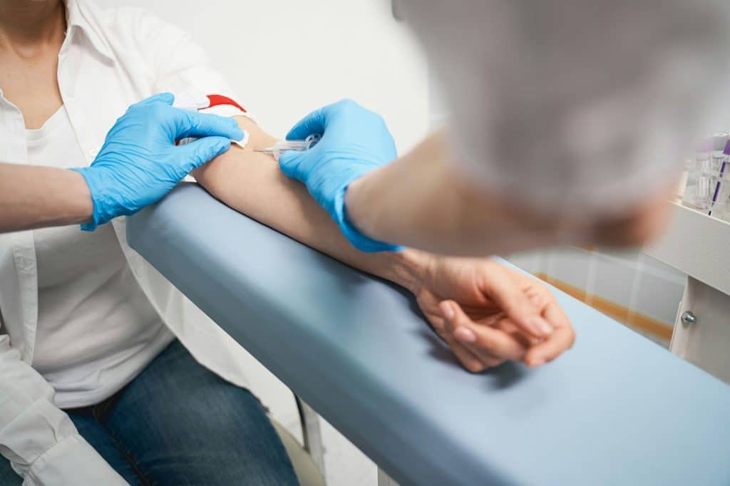 A man getting a blood extraction.