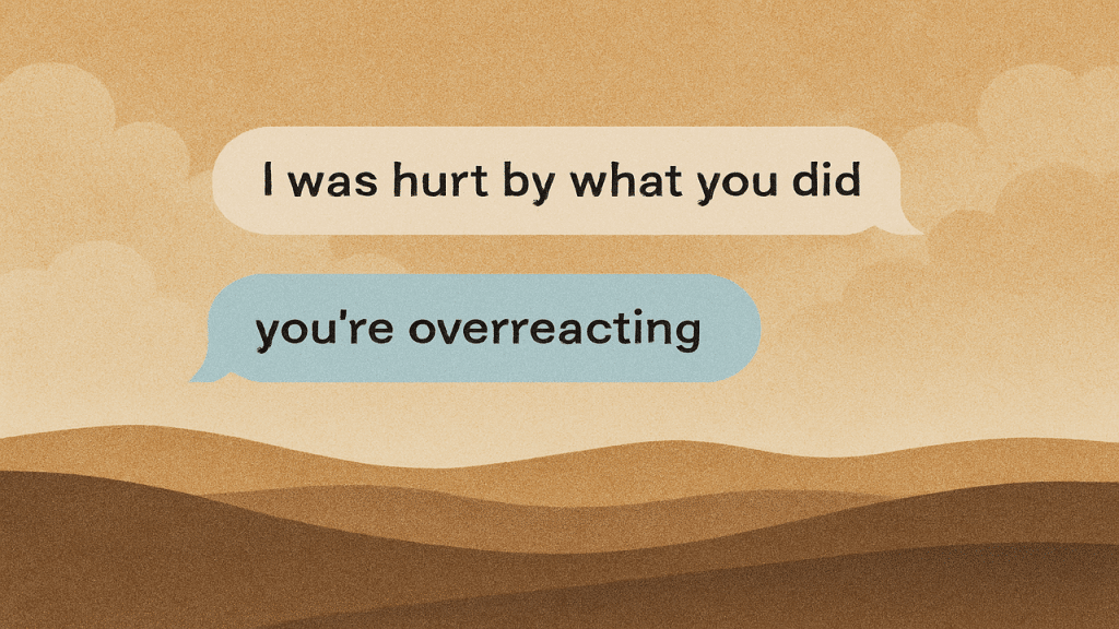 A screenshot of messages showing someone dismissing his partner’s feelings