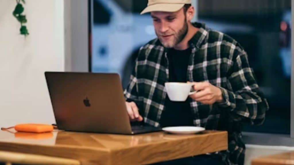 Man peacefully maintaining healthy privacy without hiding anything from his partner.