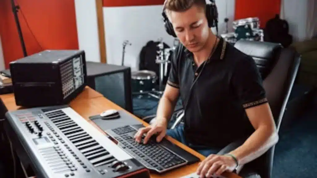 Man crafting a personalized playlist gift that blends music with recorded voice messages.