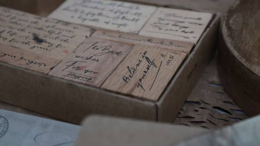 Man building a milestone memory box as a sentimental gift for his partner.