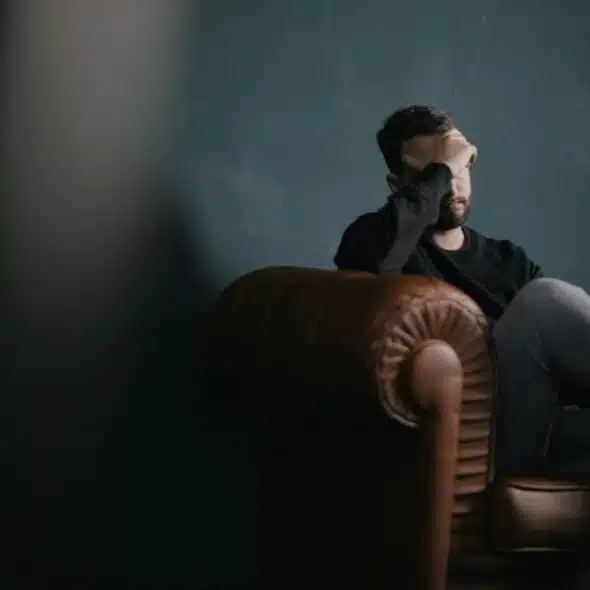 A picture of a man that is exhausted