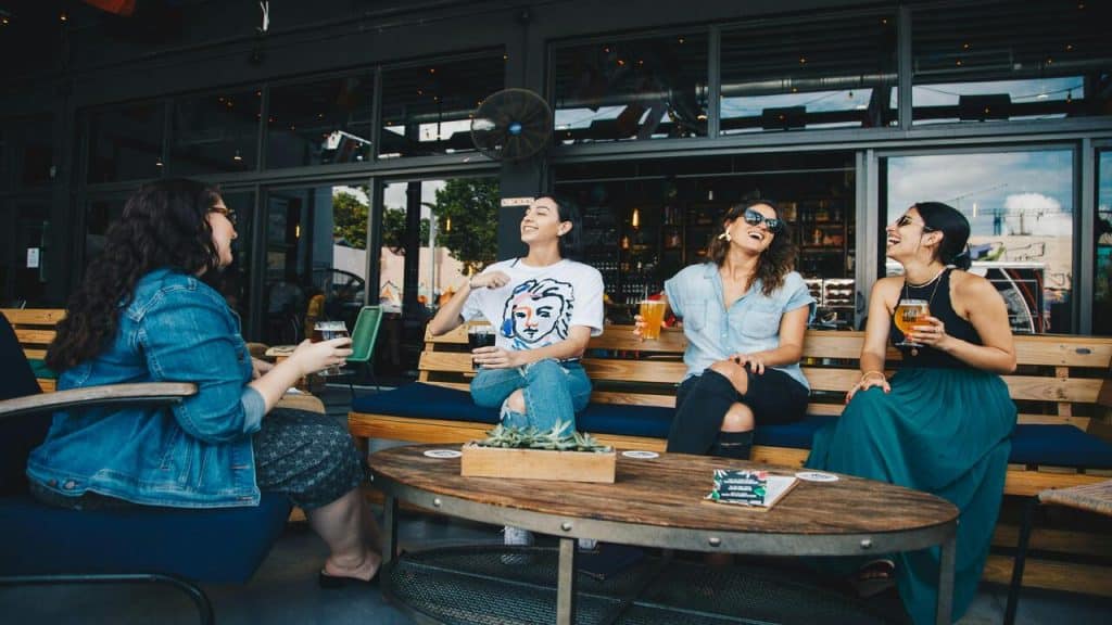 A group of friends having drinks.