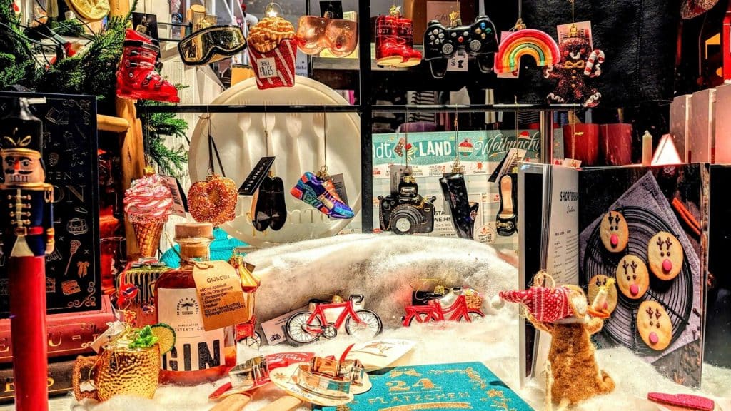 Holiday decor at a store.